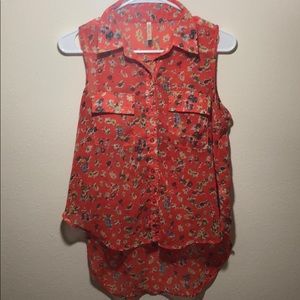 DNA 🧬 couture Sleeveless Orange Floral Blouse M